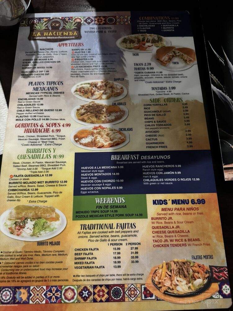 La Hacienda Mexican Restaurant - Ocoee, FL menu_pic