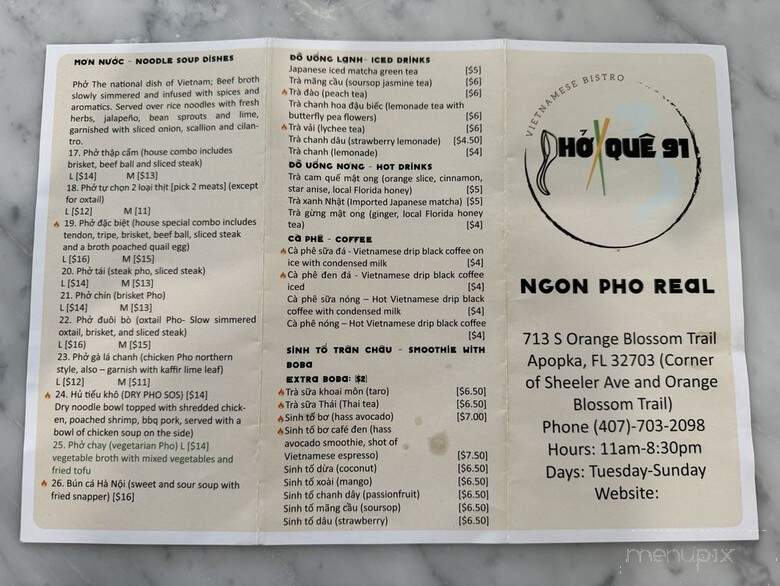 Pho Que 91 - Apopka, FL menu_pic