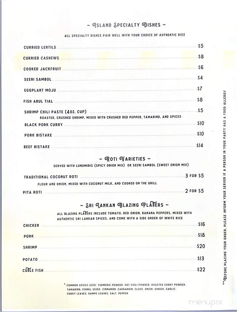 Island Spice - Chicopee, MA menu_pic