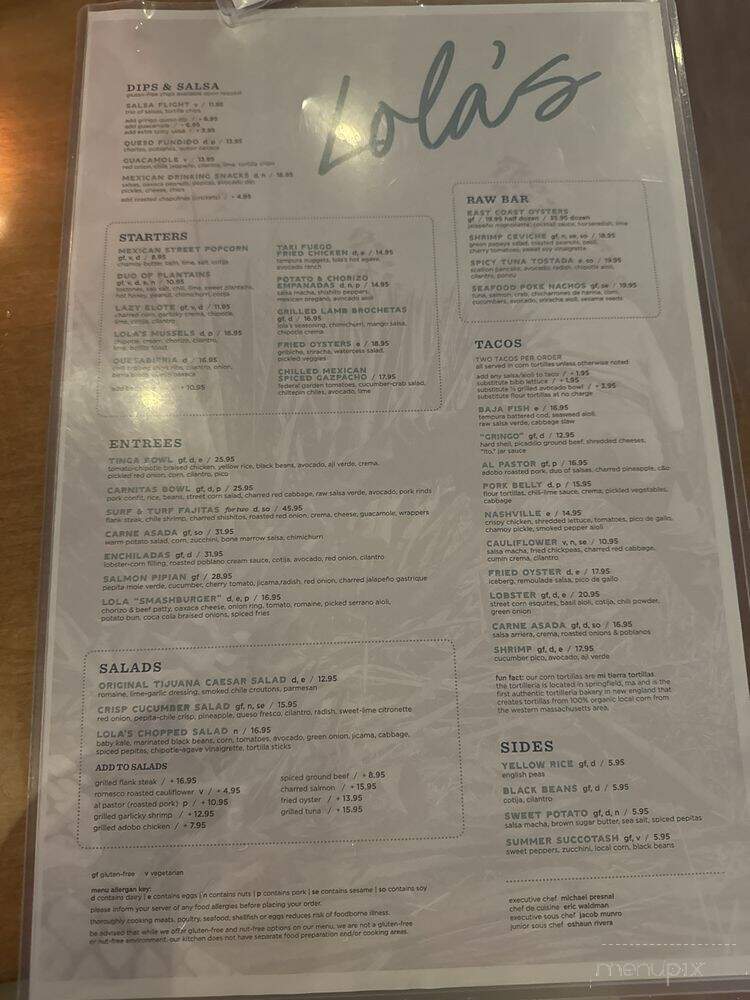 Lolas Longmeadow - Longmeadow, MA menu_pic