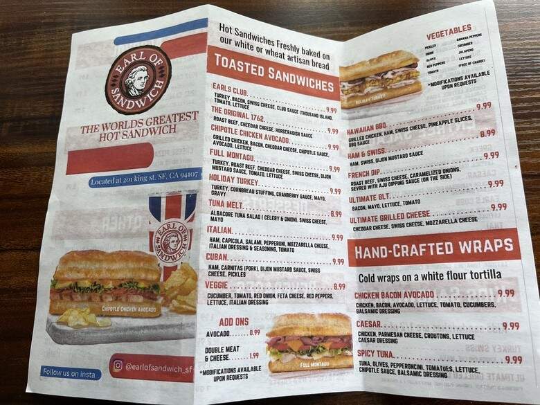 Earl of Sandwich - San Francisco, CA menu_pic