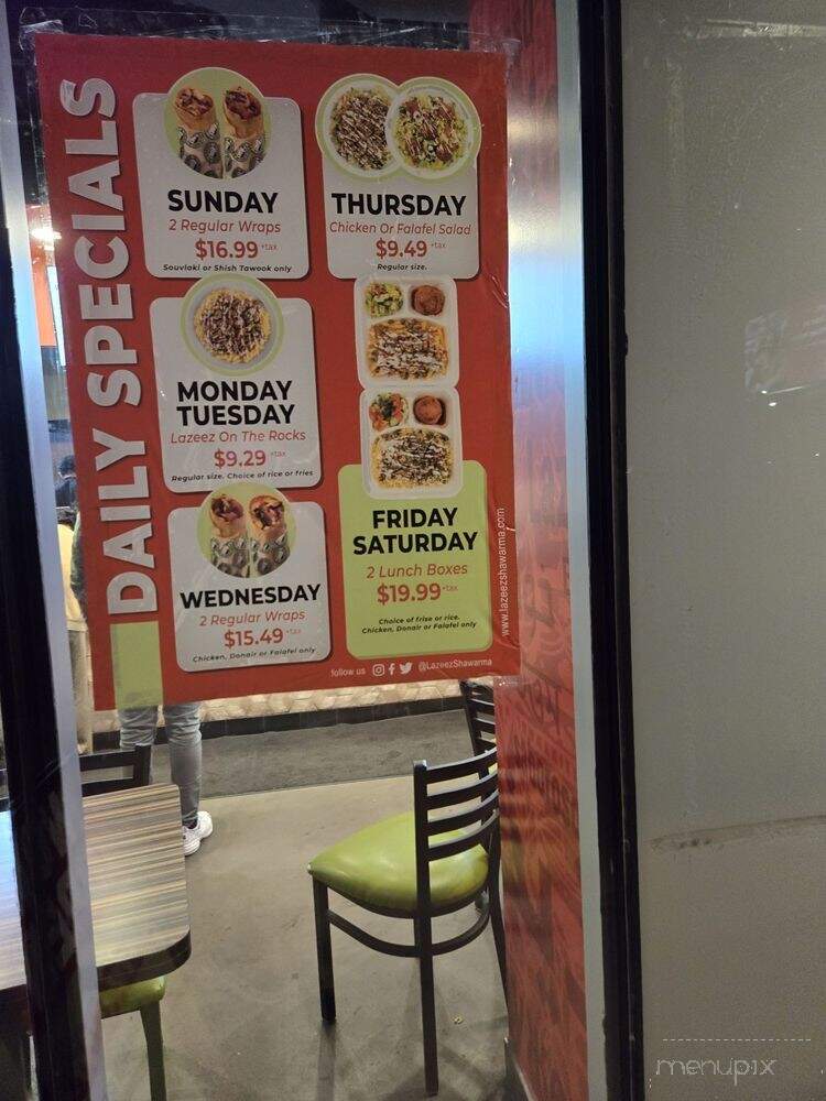 Lazeez Shawarma - Toronto, ON menu_pic