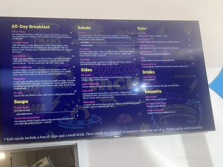 Mythical 'Wich - Branson, MO menu_pic