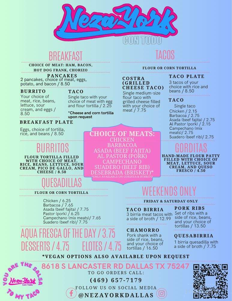 Neza York Con Todo - Dallas, TX menu_pic