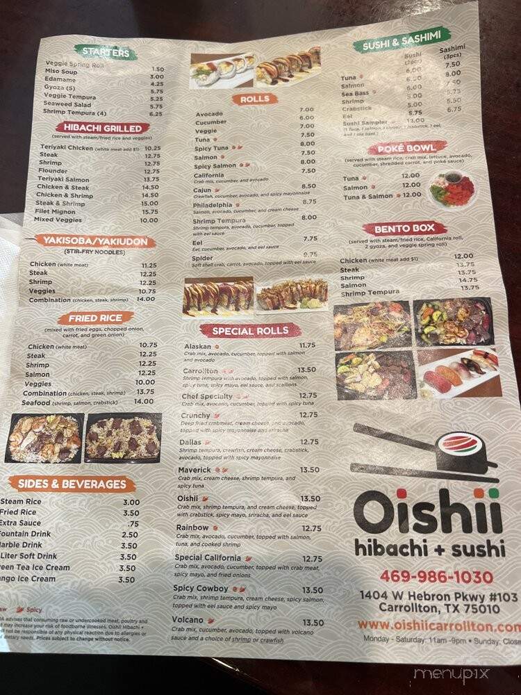 Oishii Hibachi + Sushi - Carrollton, TX menu_pic