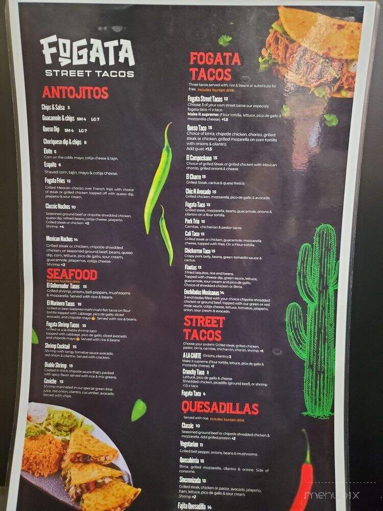 Fogata Street Tacos - Warner Robins, GA menu_pic