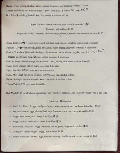 Don Taco Mexican Food - Siloam Springs, AR menu_pic