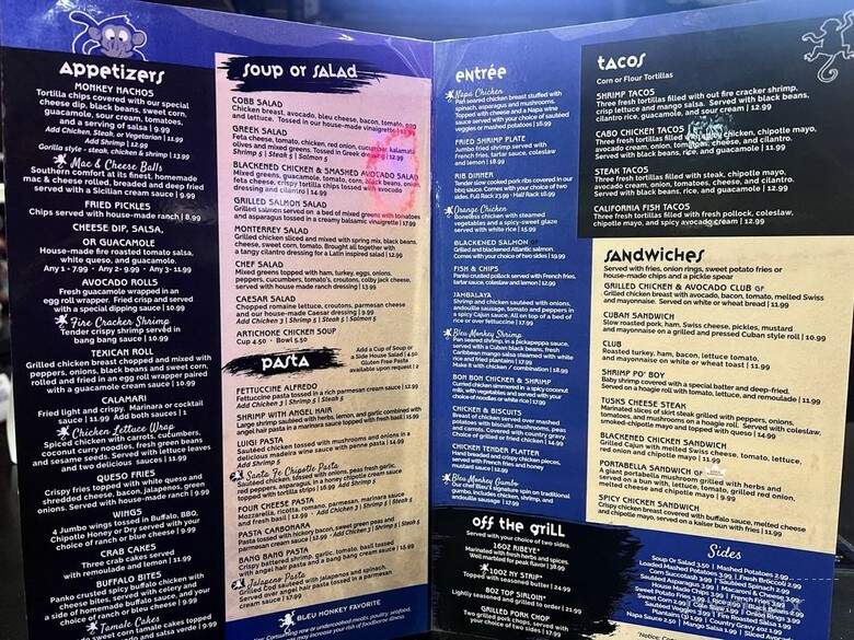 Bleu Monkey Grill - Little Rock, AR menu_pic