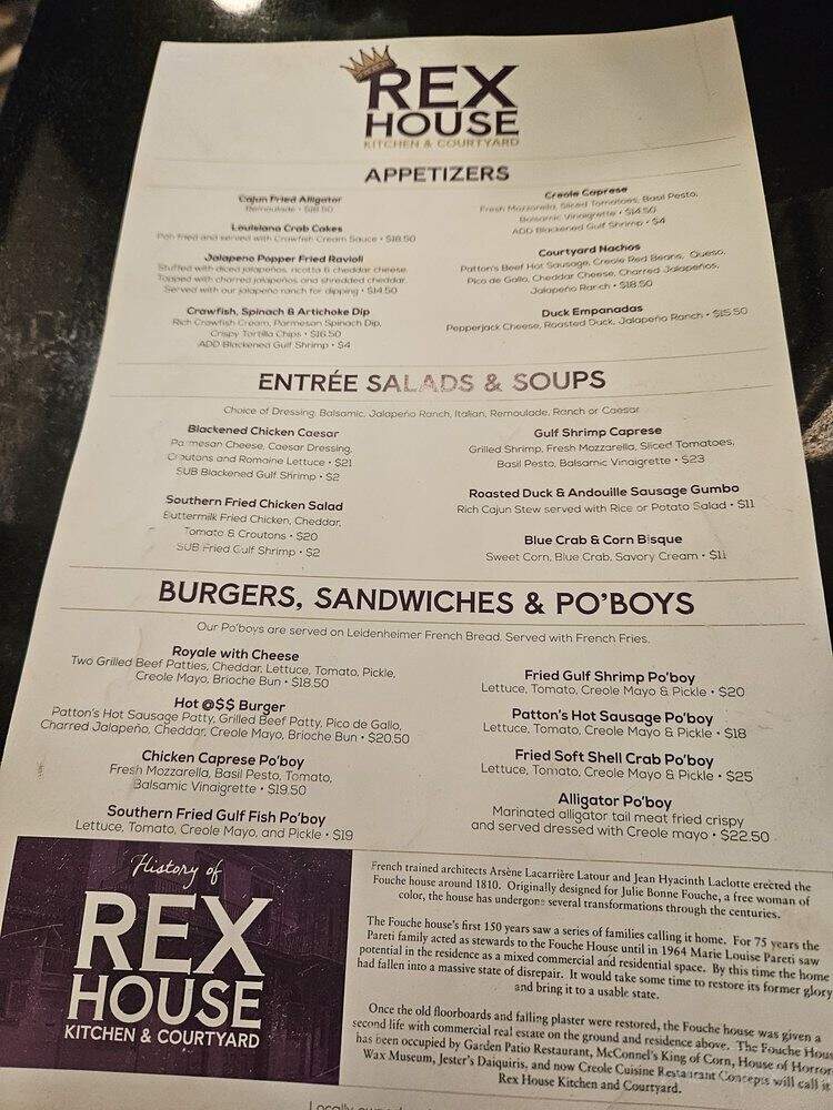 Rex House Kitchen & Courtyard - New Orleans, LA menu_pic