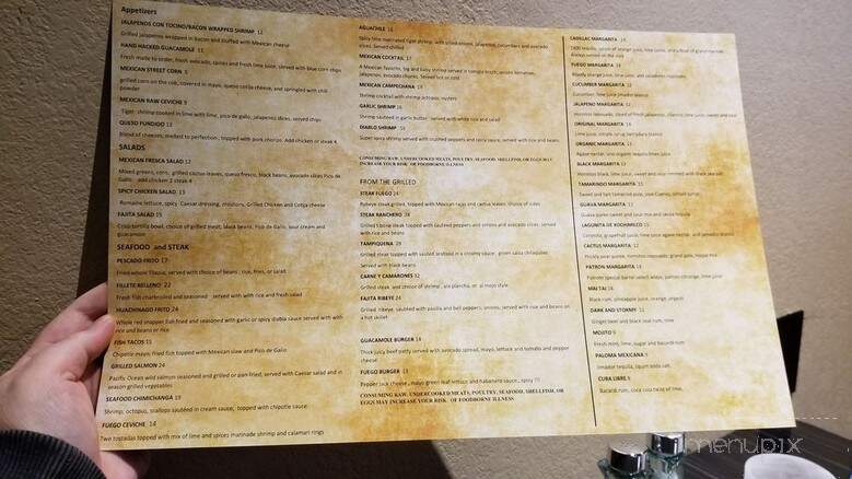 Fuego Margarita Bar - Yakima, WA menu_pic