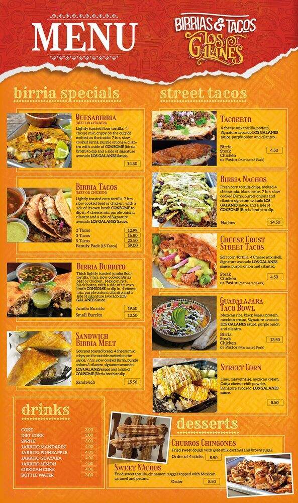 Los Galanes Birrias & Tacos - Austin, TX menu_pic