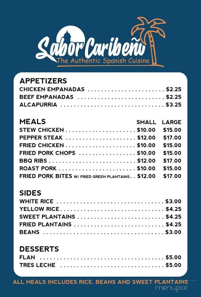 Sabor Caribeno - Troy, NY menu_pic