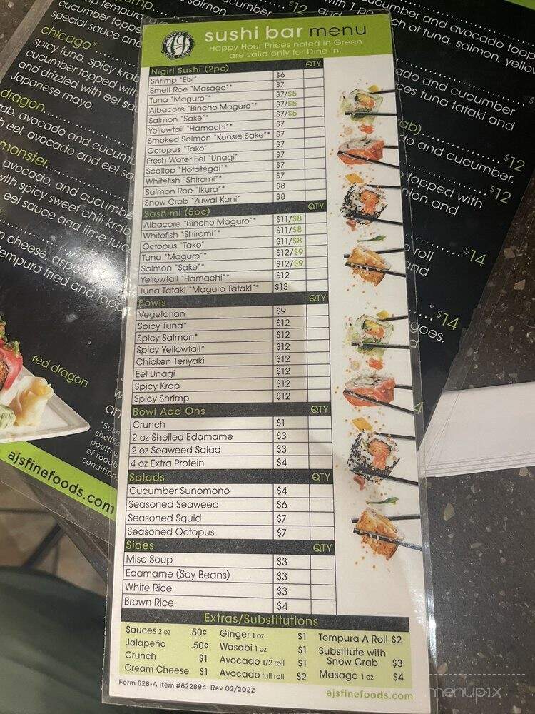 AJ's Sushi Bar - Tucson, AZ menu_pic