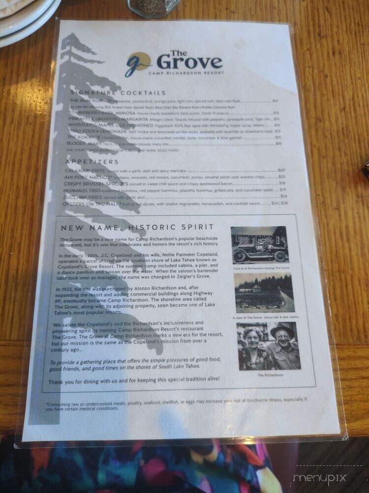 The Grove - South Lake Tahoe, CA menu_pic