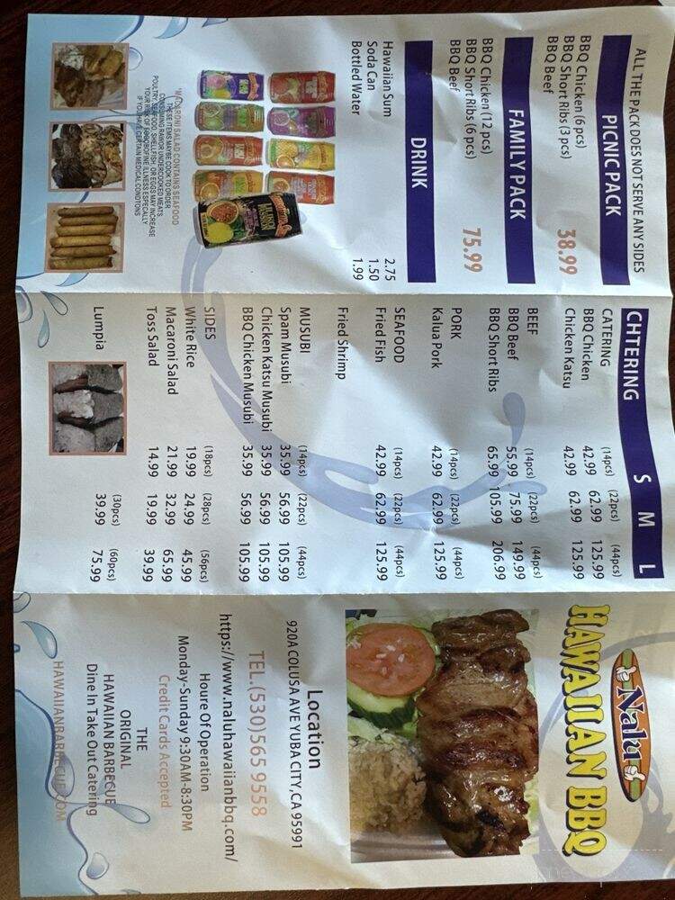 Nalu Hawaiian BBQ - Yuba City, CA menu_pic
