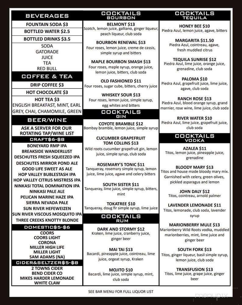 1966 Bar & Grill - McKenzie Bridge, OR menu_pic