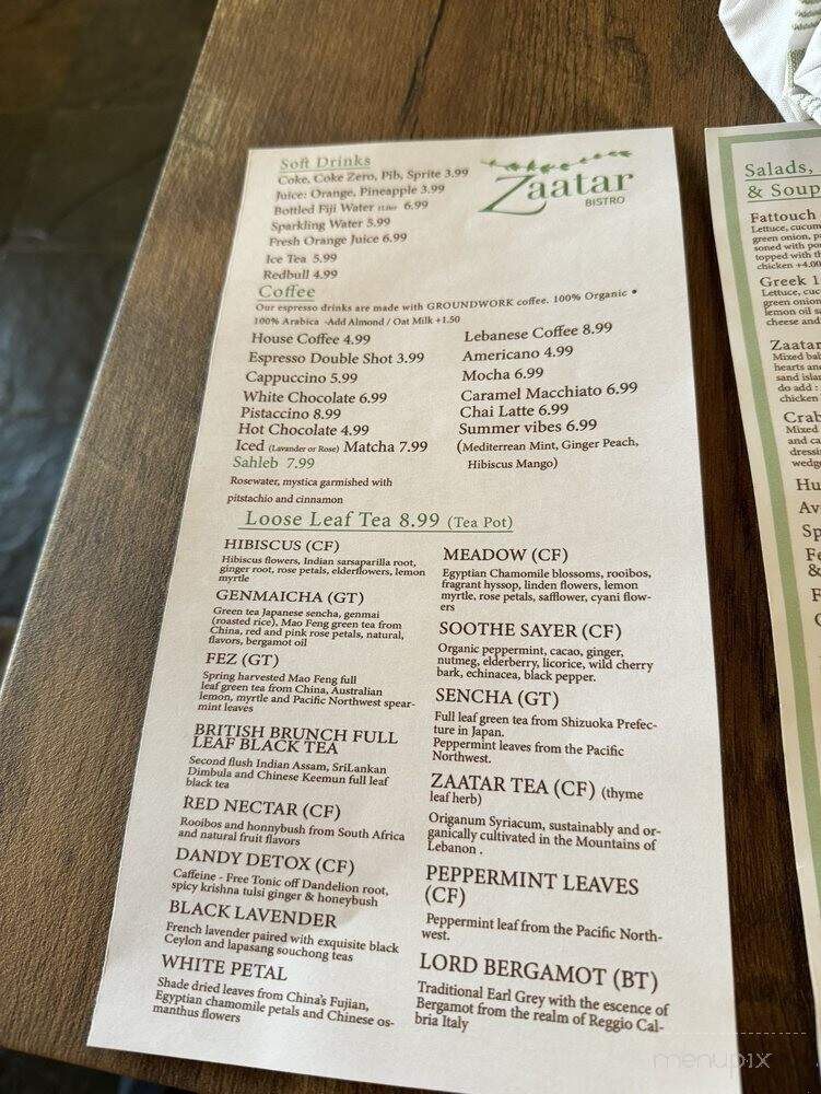 Zaatar Bistro - Fresno, CA menu_pic