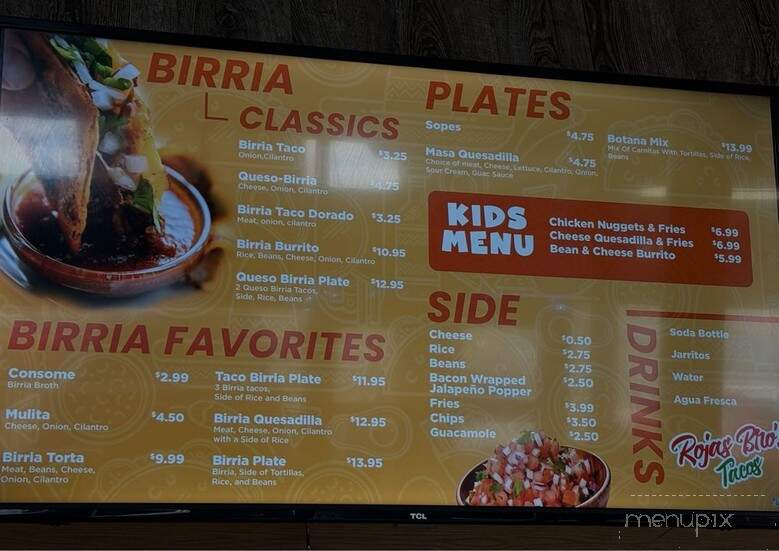 Rojas Bro's Tacos - Fresno, CA menu_pic