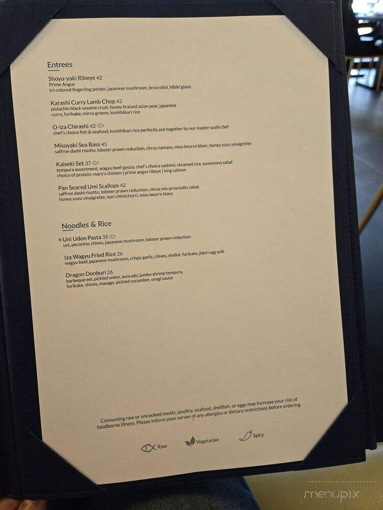O-IZA - Fresno, CA menu_pic