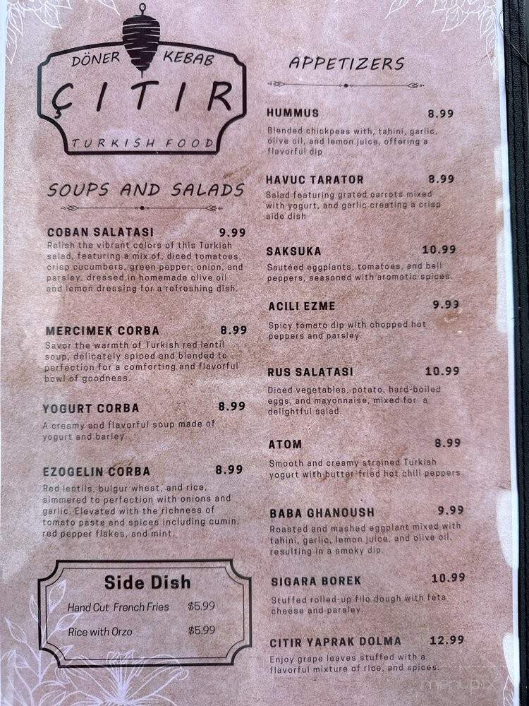 CITIR Turkish Doner Kebab - Boca Raton, FL menu_pic