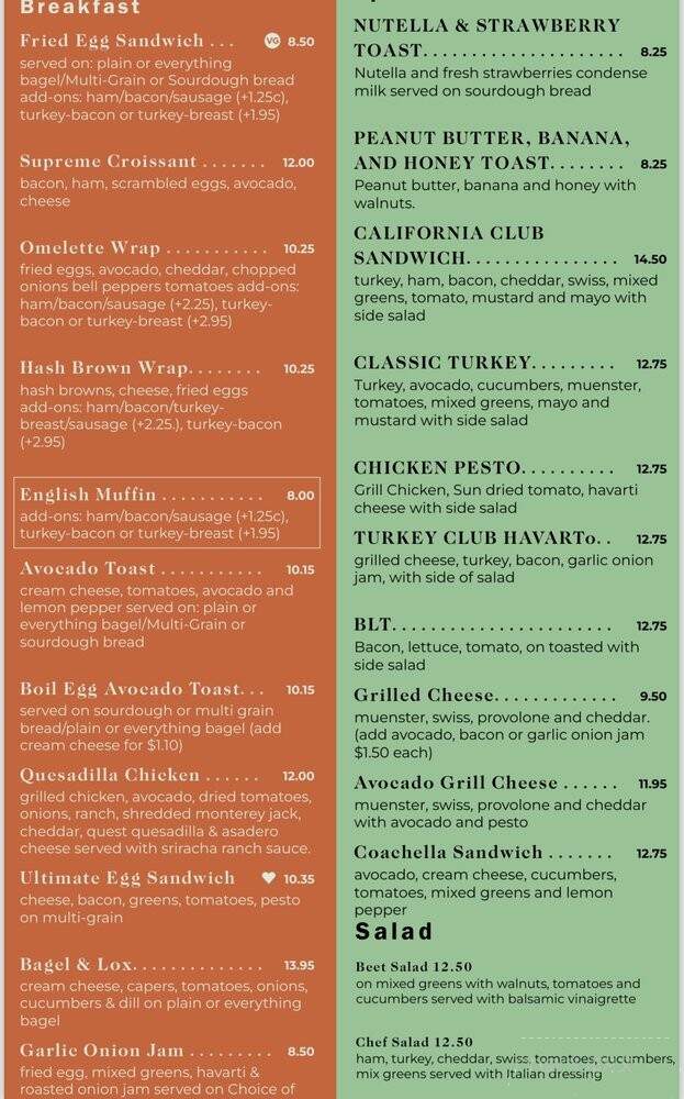 Chapter II Coffee - Long Beach, CA menu_pic