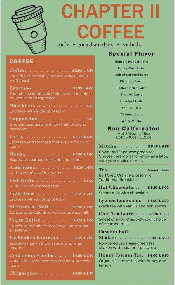 Chapter II Coffee - Long Beach, CA menu_pic