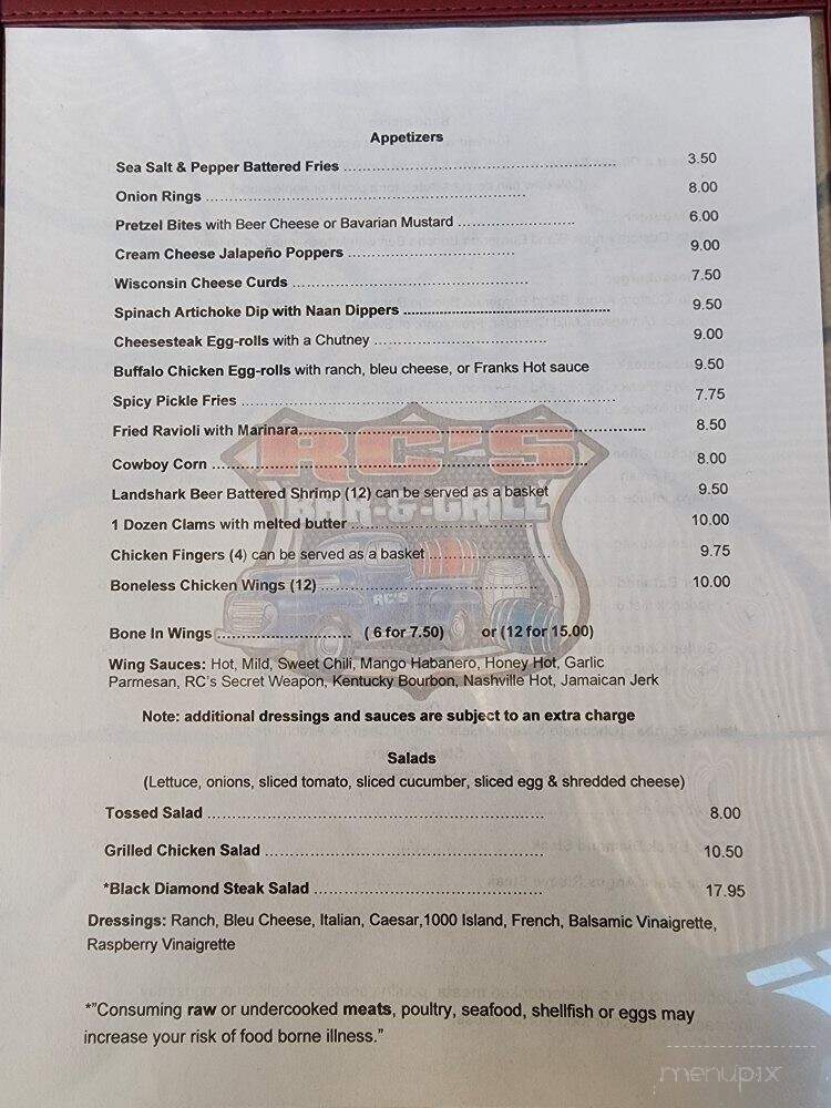 RC's Bar & Grill - Benton, PA menu_pic