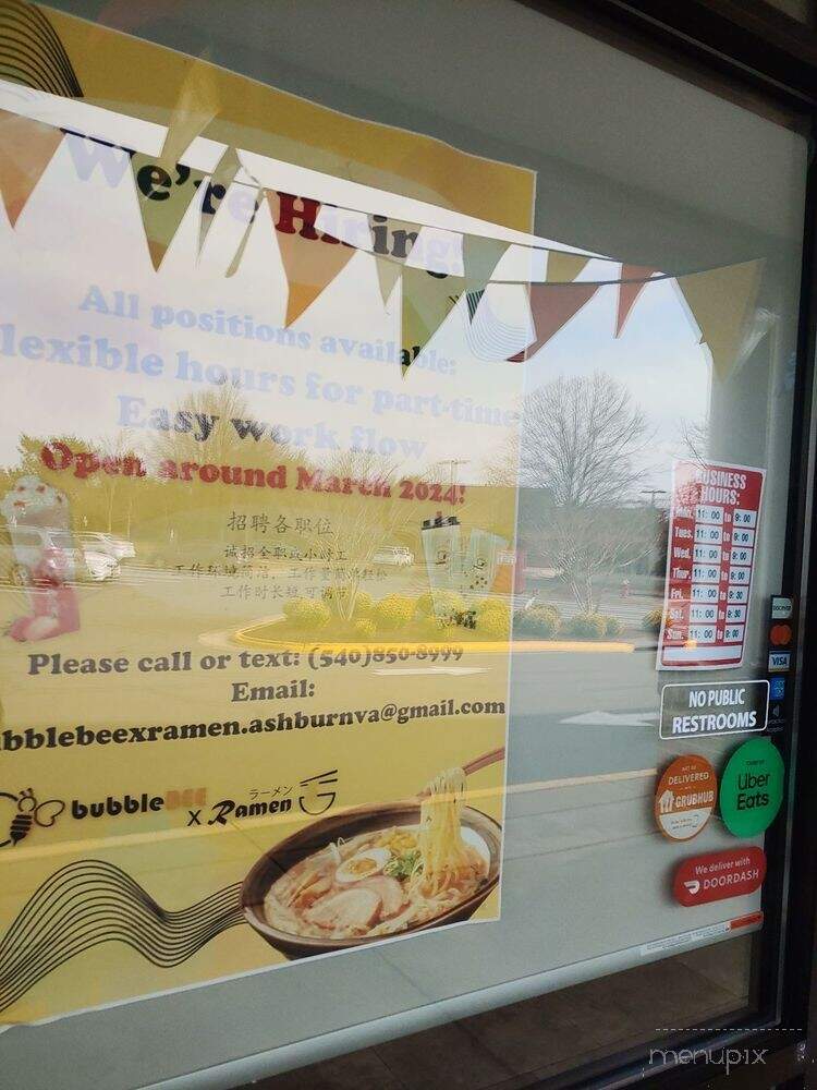 Bubblebee X Ramen - Ashburn, VA menu_pic