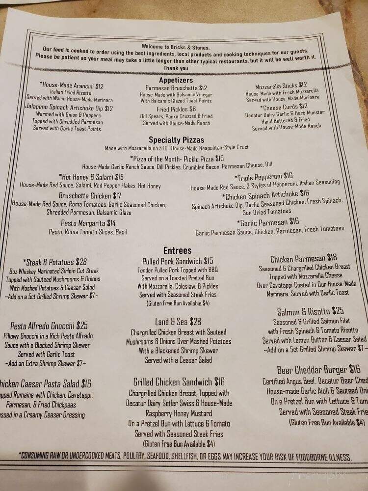 Bricks & Stones - Orfordville, WI menu_pic