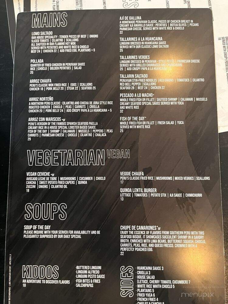 Limo Peruvian Eatery - Nashville, TN menu_pic