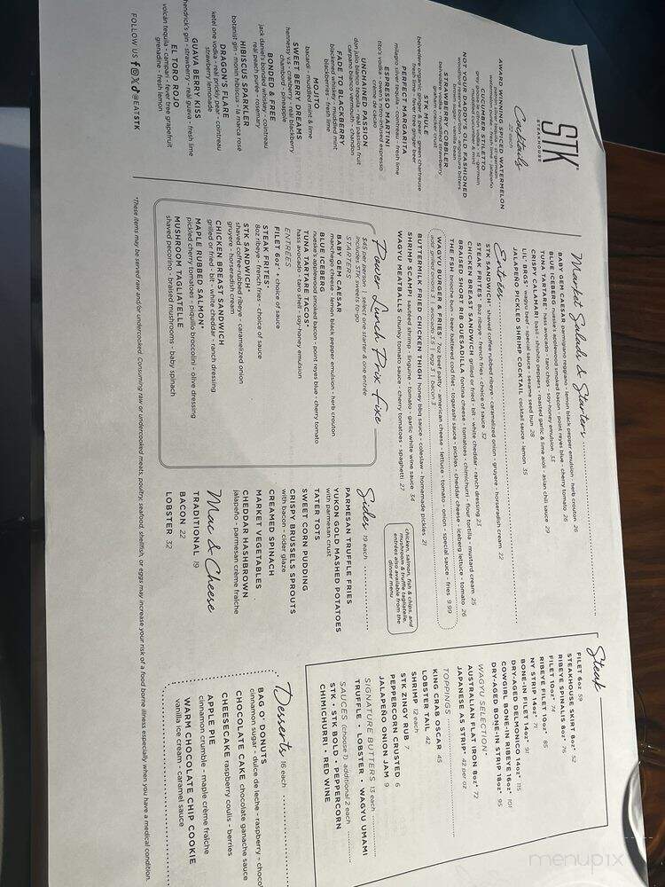STK Steakhouse - Boston, MA menu_pic