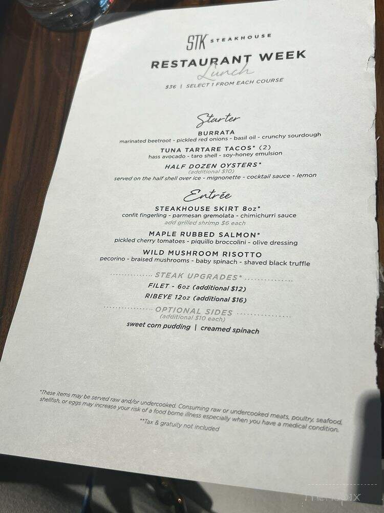 STK Steakhouse - Boston, MA menu_pic