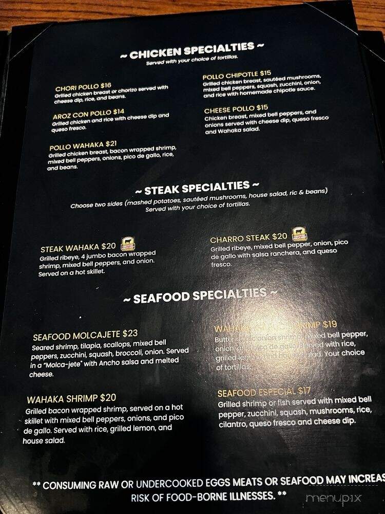 Wahaka Margarita Bar & Grill - O Fallon, IL menu_pic