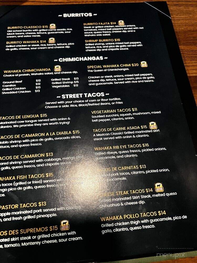 Wahaka Margarita Bar & Grill - O Fallon, IL menu_pic