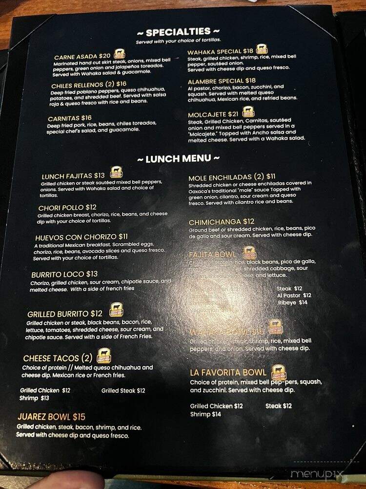 Wahaka Margarita Bar & Grill - O Fallon, IL menu_pic