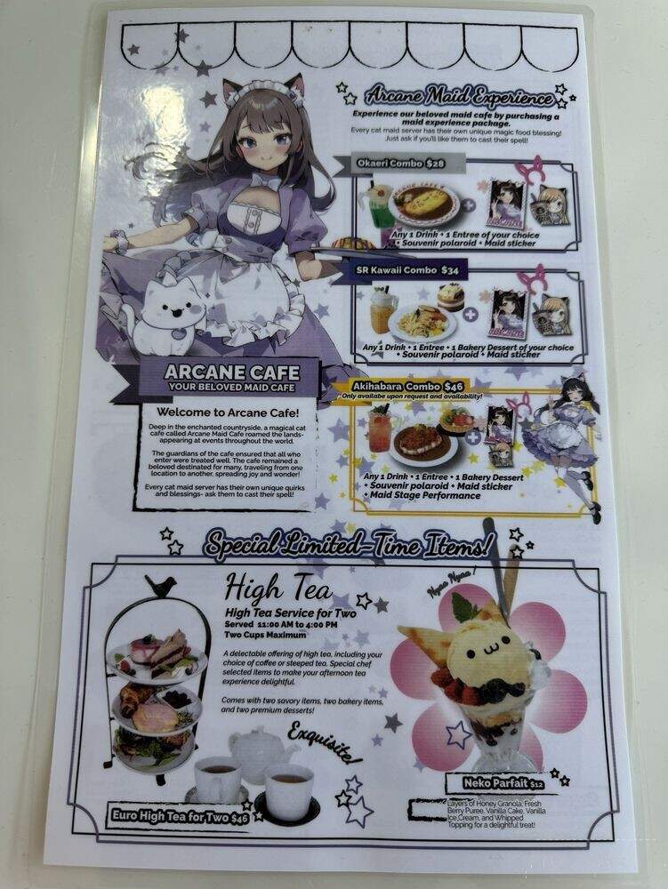 Arcane Maid Cafe - Arcadia, CA menu_pic