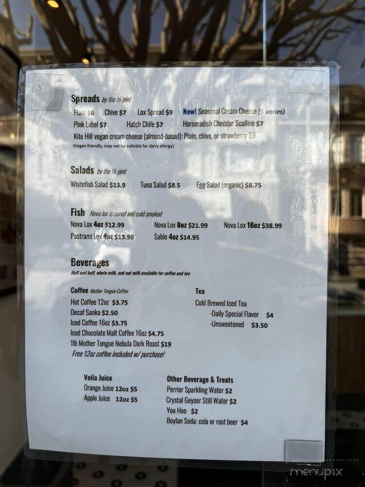 Boichik Bagels - San Francisco, CA menu_pic