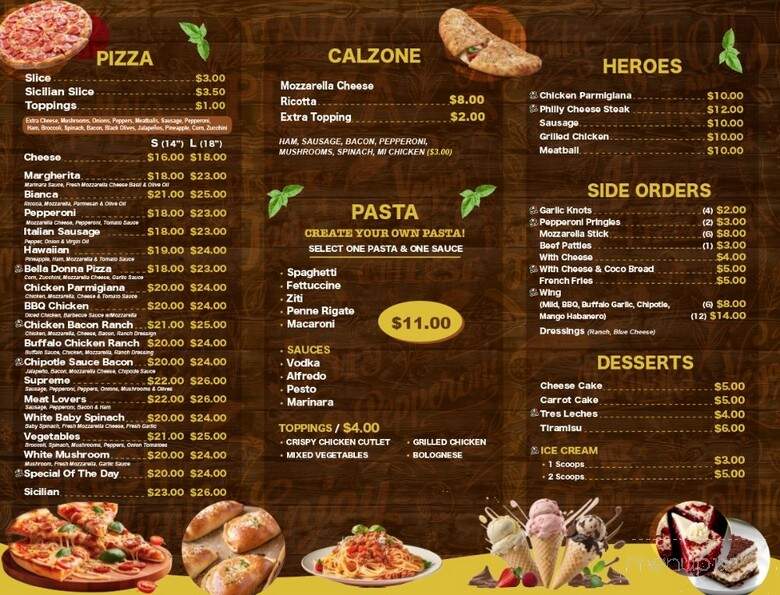 Bella Donna Pizza - Astoria, NY menu_pic