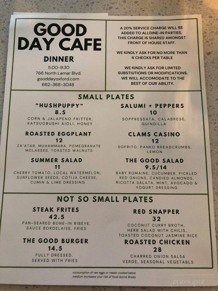 Good Day Cafe - Oxford, MS menu_pic