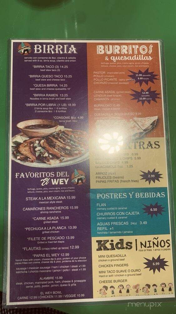 El Wey Del Taco - Norcross, GA menu_pic