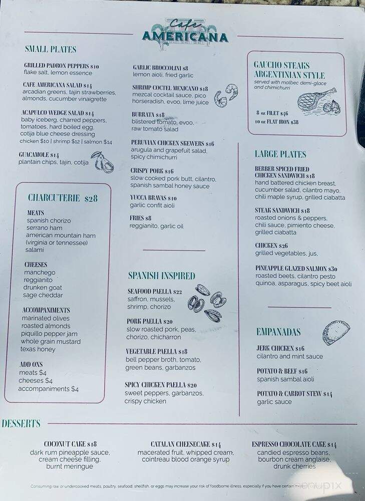 Cafe Americana - Arlington, TX menu_pic