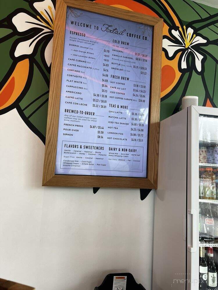 Foxtail Coffee - Orlando, FL menu_pic