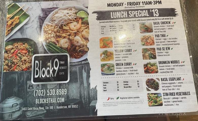 Block 9 Thai Street Eats - Henderson, NV menu_pic