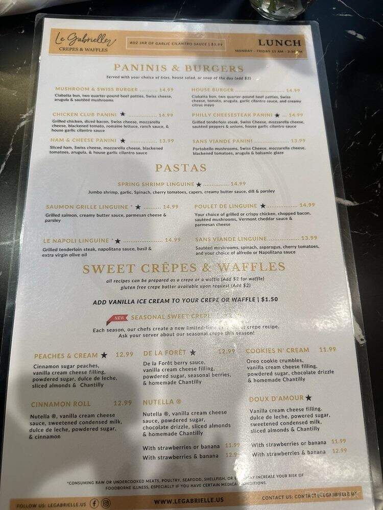 Le Gabrielle Crepes & Waffles - Monroe, GA menu_pic