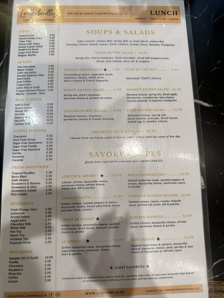 Le Gabrielle Crepes & Waffles - Monroe, GA menu_pic