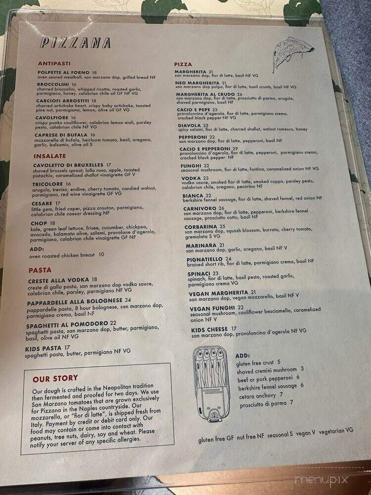 Pizzana - Houston, TX menu_pic