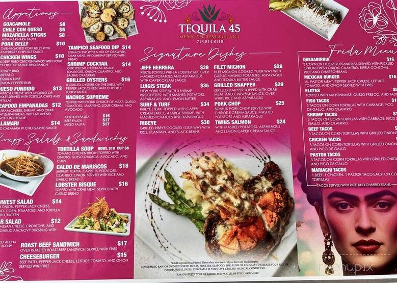 Tequila 45 - Houston, TX menu_pic