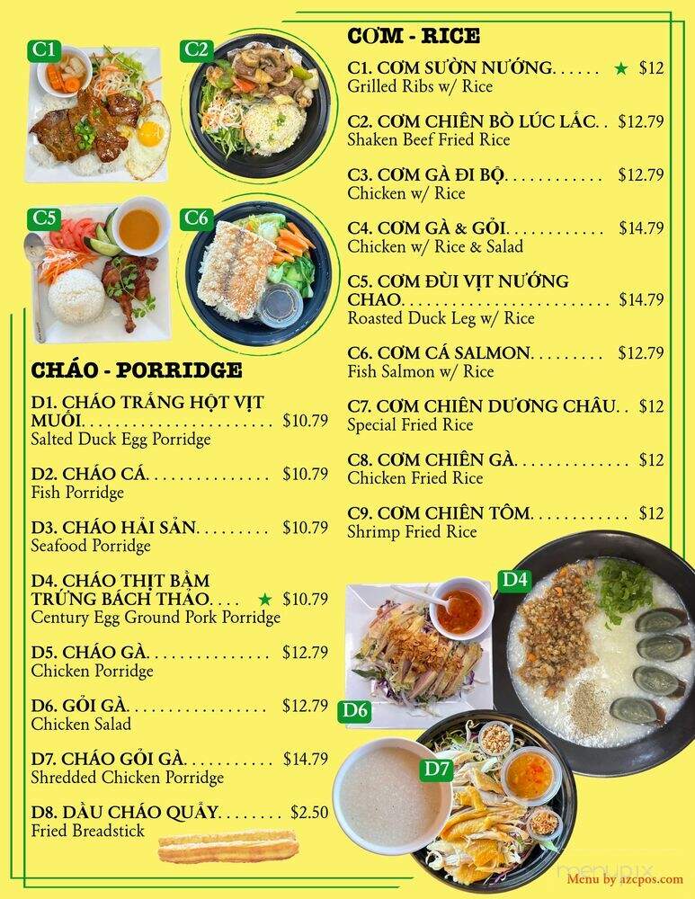 Duong Vuong Restaurant - Garden Grove, CA menu_pic