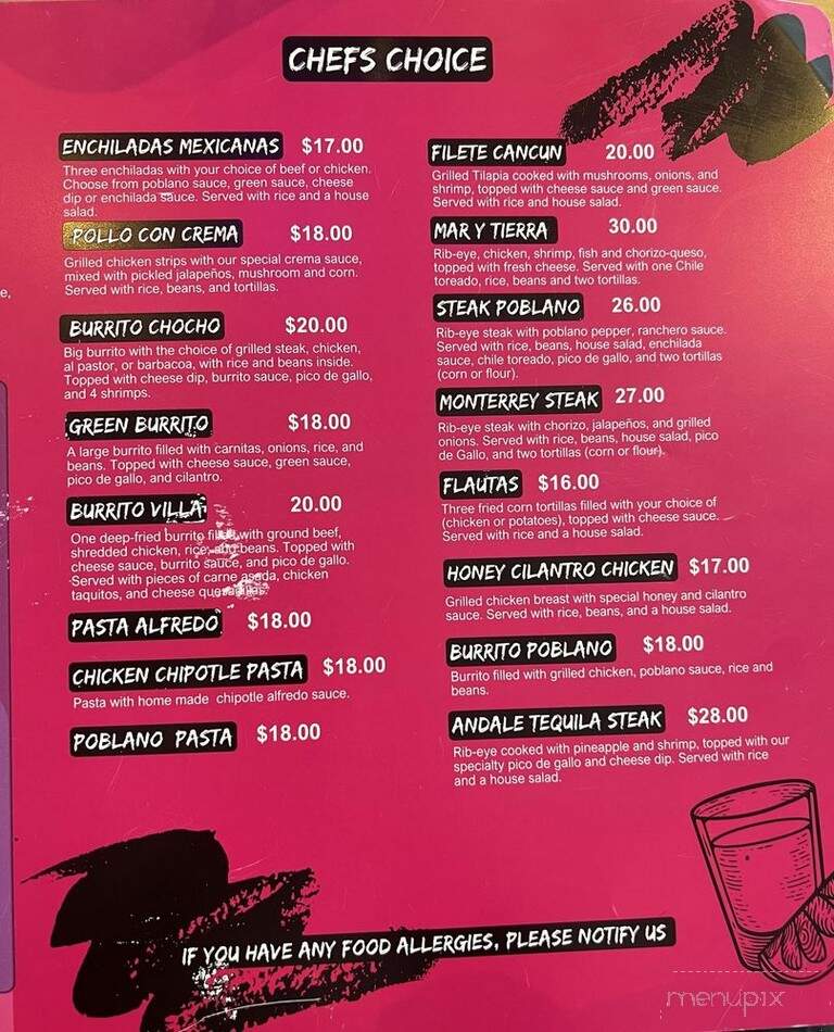 Andale Tequila Bar - Buffalo, NY menu_pic
