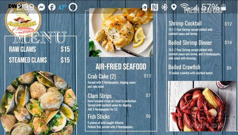 DW's Juicy Clam Shack - Olcott, NY menu_pic